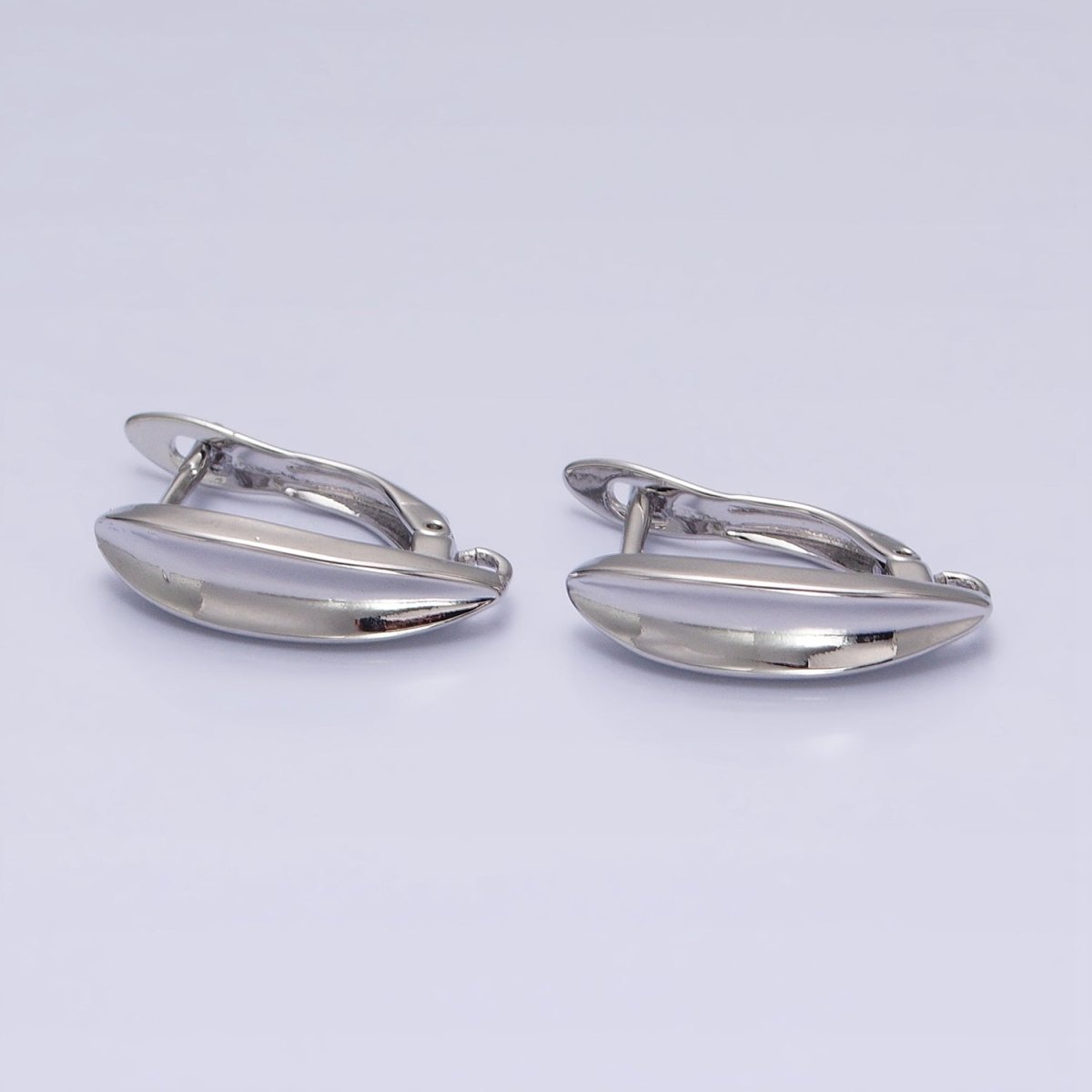 Silver, Gold Edged Oblong Open Loop English Lock Earrings Supply | Z-283 Z-377
