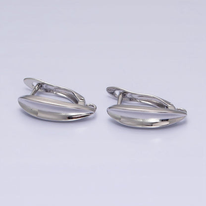 Silver, Gold Edged Oblong Open Loop English Lock Earrings Supply | Z-283 Z-377