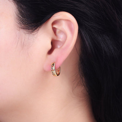Silver, Gold Flower Butterfly CZ 15.5mm Huggie Hoop Earrings | AB-00819 AB-00915