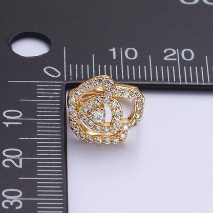 Silver, Gold Micro Paved CZ Rose Flower 13mm Cartilage Huggie Earrings | AB898 AB910