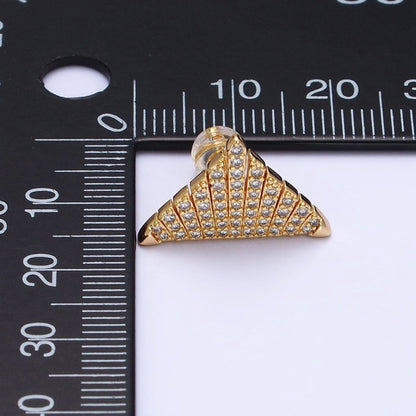 Silver, Gold Micro Paved Triangle Geometric Stud Earrings | AB403 AB777