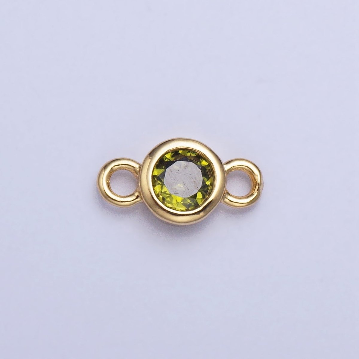 Silver, Gold Mini Round Purple, Pink, Peridot, Green, Red, Yellow, Topaz CZ Connector | Y-857~Y-863