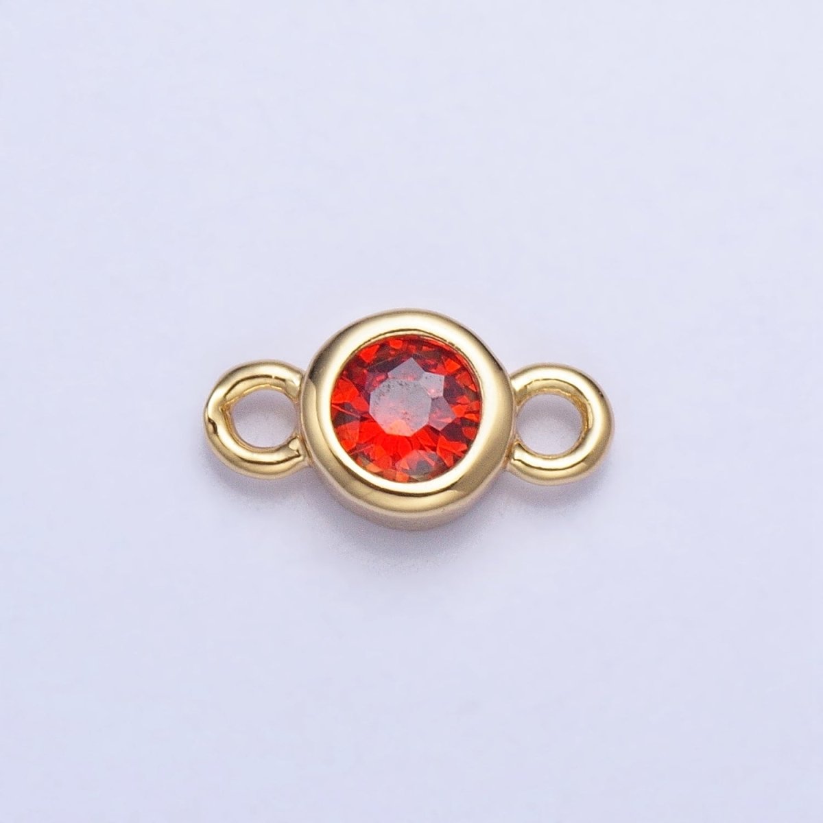Silver, Gold Mini Round Purple, Pink, Peridot, Green, Red, Yellow, Topaz CZ Connector | Y-857~Y-863
