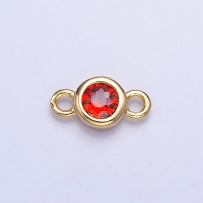 Silver, Gold Mini Round Purple, Pink, Peridot, Green, Red, Yellow, Topaz CZ Connector | Y-857~Y-863