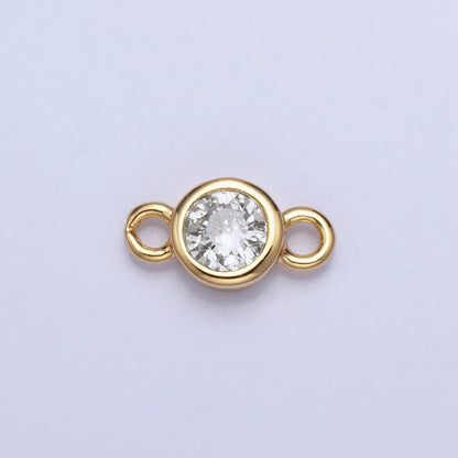 Silver, Gold Mini Round Purple, Pink, Peridot, Green, Red, Yellow, Topaz CZ Connector | Y-857~Y-863