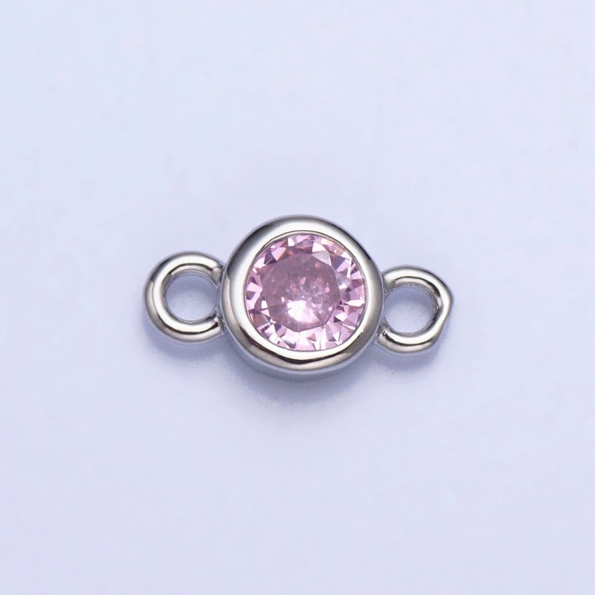 Silver, Gold Mini Round Purple, Pink, Peridot, Green, Red, Yellow, Topaz CZ Connector | Y-857~Y-863