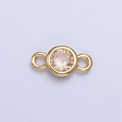 Silver, Gold Mini Round Purple, Pink, Peridot, Green, Red, Yellow, Topaz CZ Connector | Y-857~Y-863