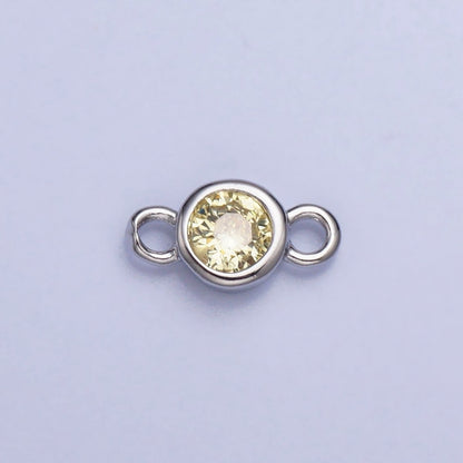 Silver, Gold Mini Round Purple, Pink, Peridot, Green, Red, Yellow, Topaz CZ Connector | Y-857~Y-863