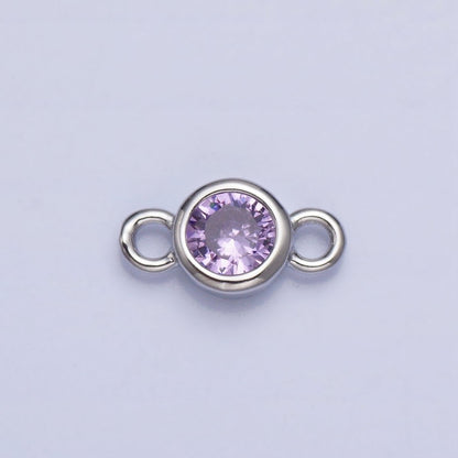 Silver, Gold Mini Round Purple, Pink, Peridot, Green, Red, Yellow, Topaz CZ Connector | Y-857~Y-863