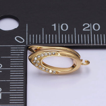 Silver, Gold Open Micro Paved CZ Oblong Open Loop English Lock Earrings Supply | Z-209 Z-219