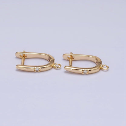 Silver, Gold Round Clear CZ Open Loop 18mm English Lock Earrings | Z-204 Z-216