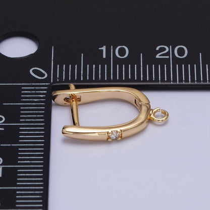 Silver, Gold Round Clear CZ Open Loop 18mm English Lock Earrings | Z-204 Z-216