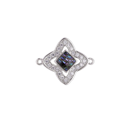 Silver, Gold Small Star Shape, Ladies Women Gift Girl Mother DIY Gift Cubic Zirconia Bracelet Charm Bead Finding Connector, F-009