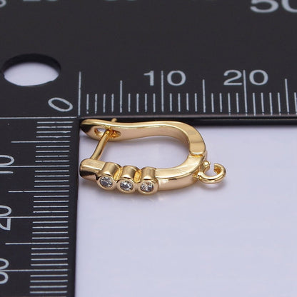 Silver, Gold Triple Round Clear CZ Open Loop English Lock Earrings Supply | Z-206 Z-218