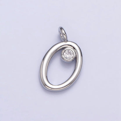 Silver Initial Alphabet Lower Case Cursive Letter Clear CZ Personalized Charm | A-533-A-545