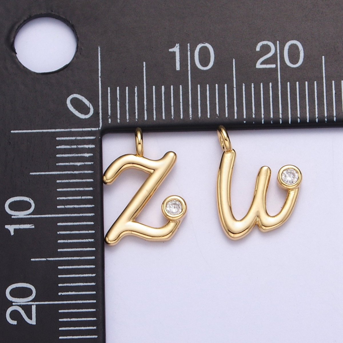 Silver Initial Alphabet Lower Case Cursive Letter Clear CZ Personalized Charm | A-533-A-545