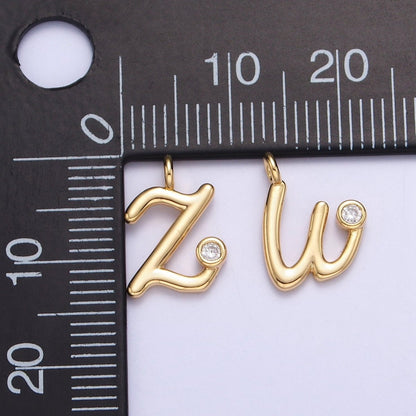 Silver Initial Alphabet Lower Case Cursive Letter Clear CZ Personalized Charm | A-533-A-545