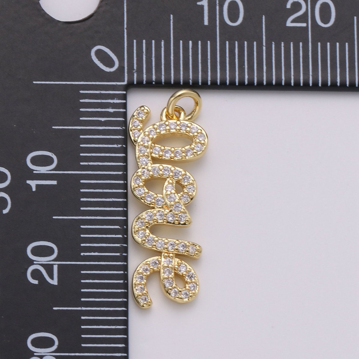 Silver Love Charm Pendant CZ Micro Pave, Love Words Pendant Charm, Gold Dangle Charm, Word Charm, Love Pendant Cubic Zirconia Charm D-457 D-458