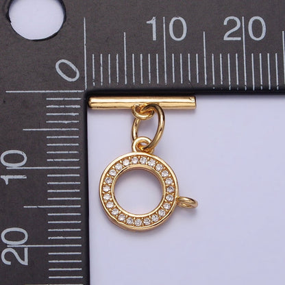 Silver Micro Pave OT Clasp Cubic Toggle Clasp for Decorative Necklace Bracelet Z-054