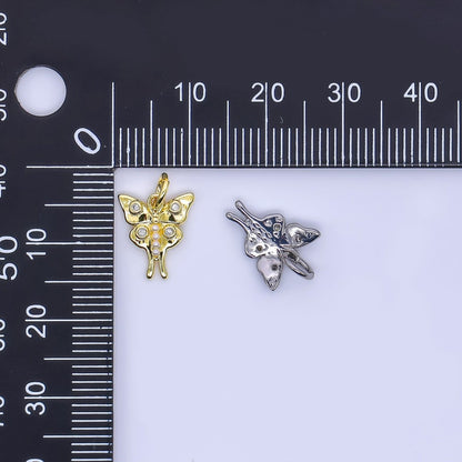 Silver Micro Paved 11mm Butterfly Wings Charm | C-571