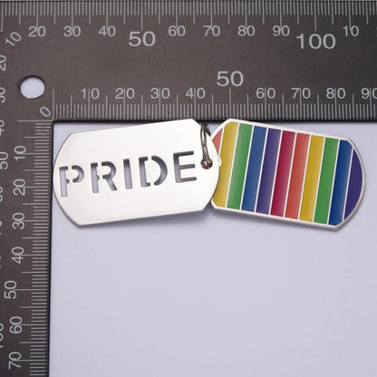 Silver Military Tag Rainbow Pride Charm for LGBTQ Jewelry Inspired X-628