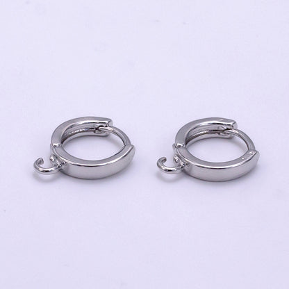 Silver one touch Huggie Earring w/ open link, Lead Nickel free Lever back earring making Component Hoop K-056