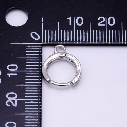 Silver one touch Huggie Earring w/ open link, Lead Nickel free Lever back earring making Component Hoop K-056