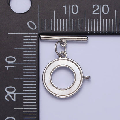 Silver Open Round Shell Pearl Open Loop Toggle Clasps Jewelry Closure Supply | Z-062