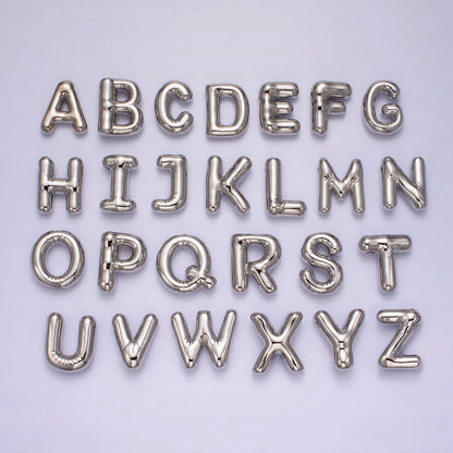 Silver Plated 20mm Chubby Balloon Initial Letter Personalized Pendant | A-A1080-A-A1092