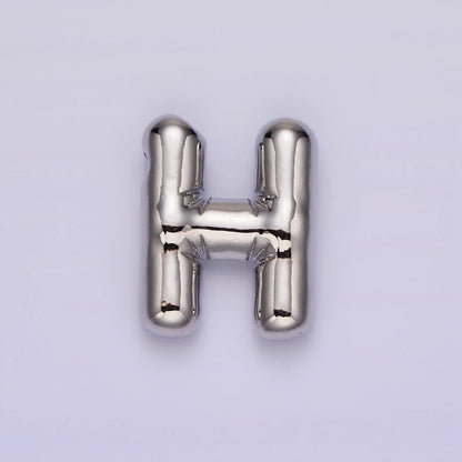 Silver Plated 20mm Chubby Balloon Initial Letter Personalized Pendant | A-A1080-A-A1092