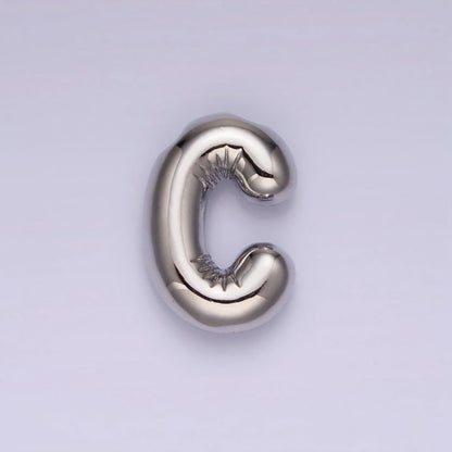 Silver Plated 20mm Chubby Balloon Initial Letter Personalized Pendant | A-A1080-A-A1092