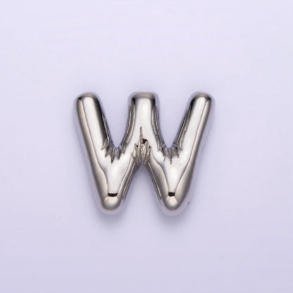 Silver Plated 20mm Chubby Balloon Initial Letter Personalized Pendant | A-A1080-A-A1092