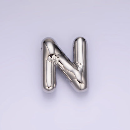 Silver Plated 20mm Chubby Balloon Initial Letter Personalized Pendant | A-A1080-A-A1092