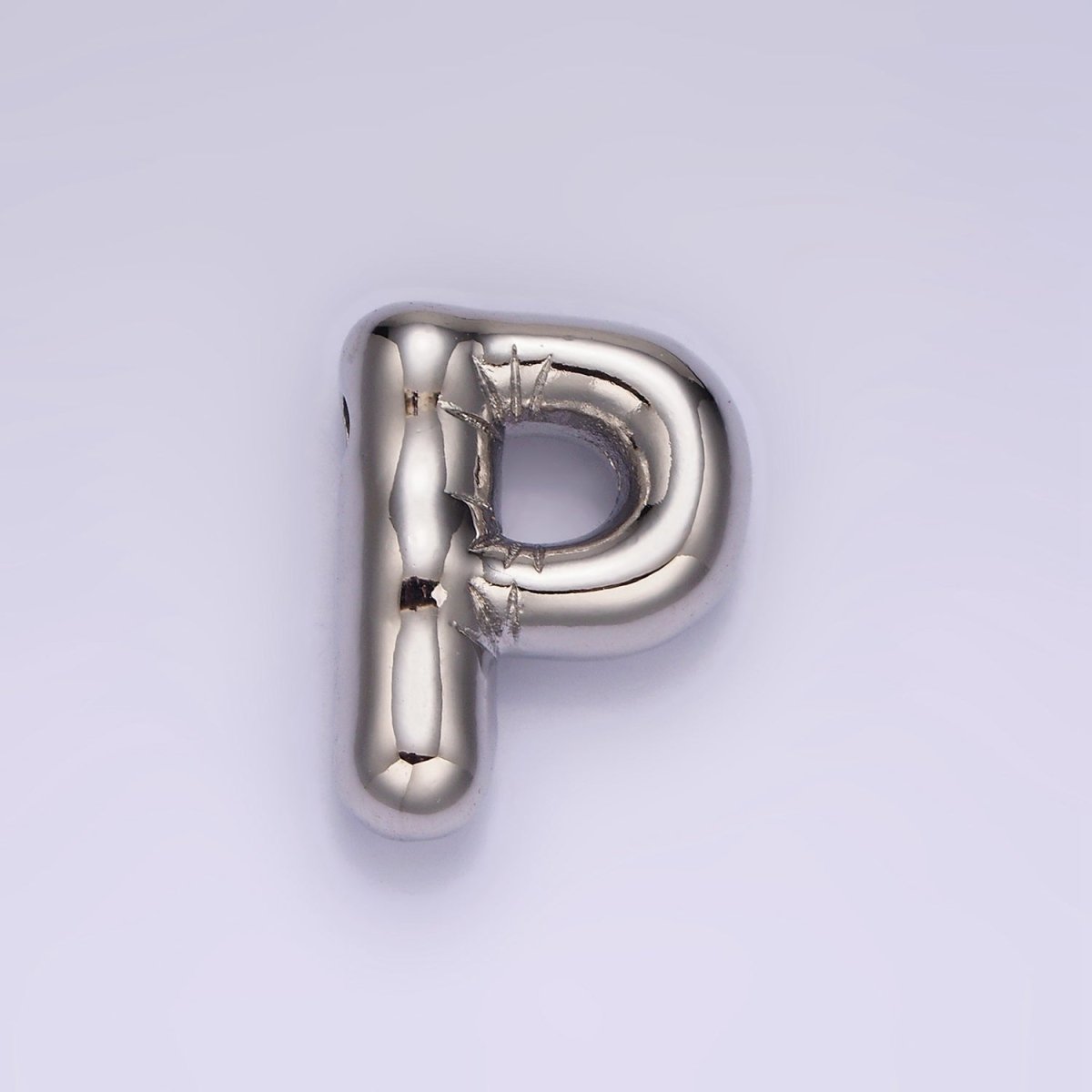 Silver Plated 20mm Chubby Balloon Initial Letter Personalized Pendant | A-A1080-A-A1092