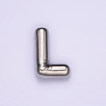 Silver Plated 20mm Chubby Balloon Initial Letter Personalized Pendant | A-A1080-A-A1092