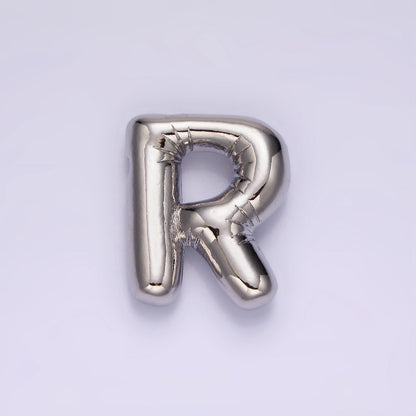 Silver Plated 20mm Chubby Balloon Initial Letter Personalized Pendant | A-A1080-A-A1092