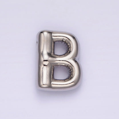 Silver Plated 20mm Chubby Balloon Initial Letter Personalized Pendant | A-A1080-A-A1092
