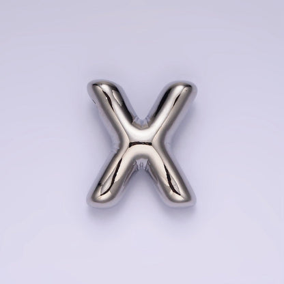 Silver Plated 20mm Chubby Balloon Initial Letter Personalized Pendant | A-A1080-A-A1092