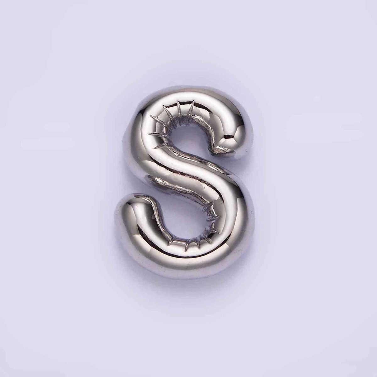 Silver Plated 20mm Chubby Balloon Initial Letter Personalized Pendant | A-A1080-A-A1092