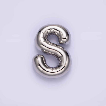 Silver Plated 20mm Chubby Balloon Initial Letter Personalized Pendant | A-A1080-A-A1092