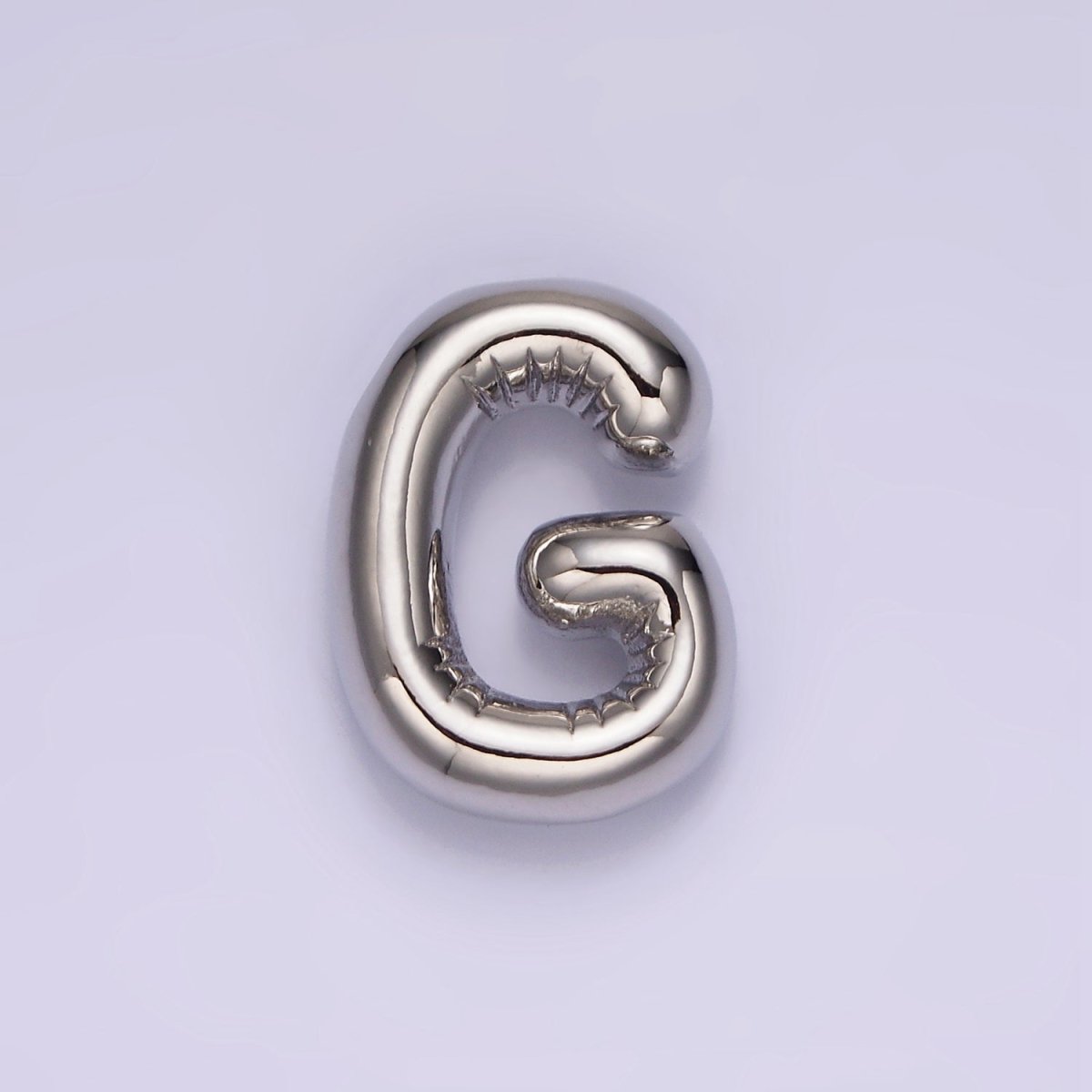 Silver Plated 20mm Chubby Balloon Initial Letter Personalized Pendant | A-A1080-A-A1092