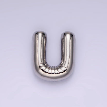 Silver Plated 20mm Chubby Balloon Initial Letter Personalized Pendant | A-A1080-A-A1092
