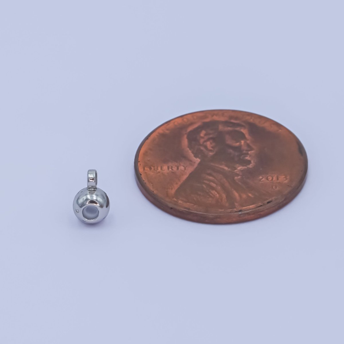 Silver Rhodium Plated 4mm Round Bead Slide Finding | Z1054