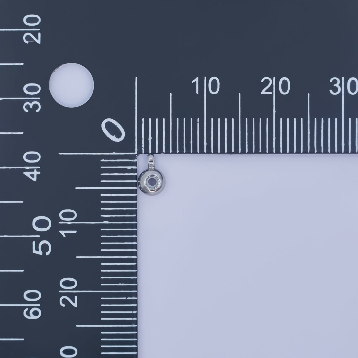 Silver Rhodium Plated 4mm Round Bead Slide Finding | Z1054