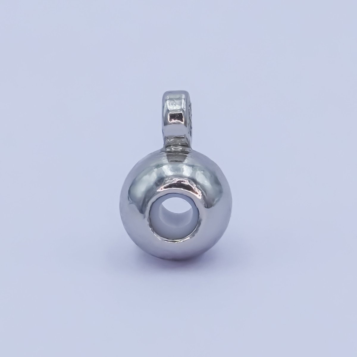 Silver Rhodium Plated 4mm Round Bead Slide Finding | Z1054