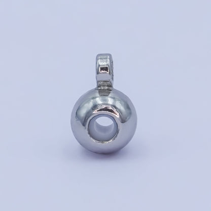 Silver Rhodium Plated 4mm Round Bead Slide Finding | Z1054