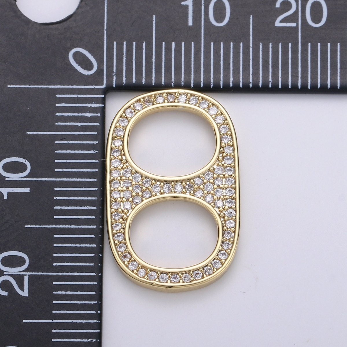 24K Gold Filled Micro Paved CZ Soda Pull Tab Link Charm in Gold &amp; Silver | C488 C489