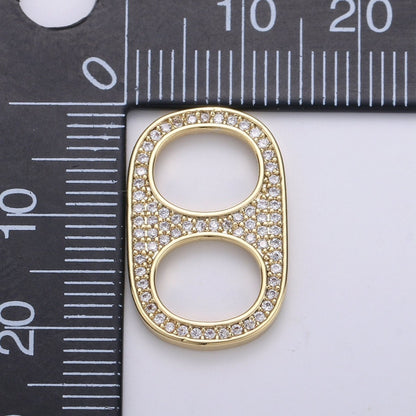 24K Gold Filled Micro Paved CZ Soda Pull Tab Link Charm in Gold &amp; Silver | C488 C489