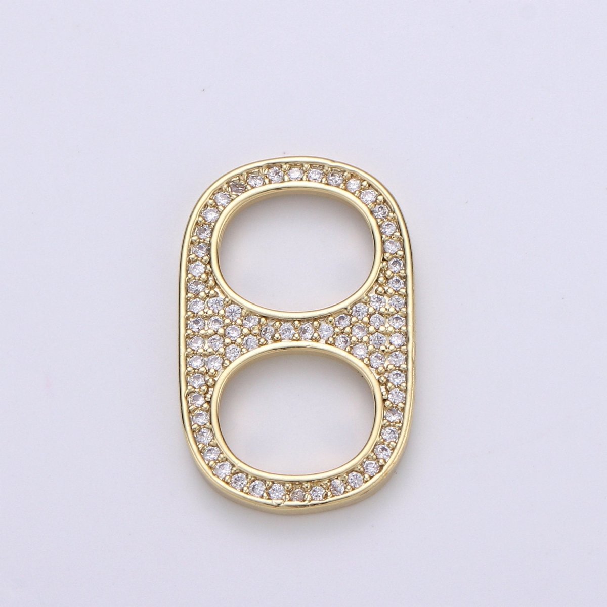 24K Gold Filled Micro Paved CZ Soda Pull Tab Link Charm in Gold &amp; Silver | C488 C489