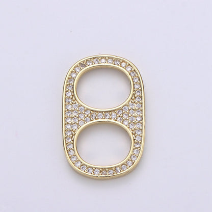 24K Gold Filled Micro Paved CZ Soda Pull Tab Link Charm in Gold &amp; Silver | C488 C489